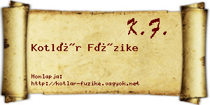 Kotlár Füzike névjegykártya